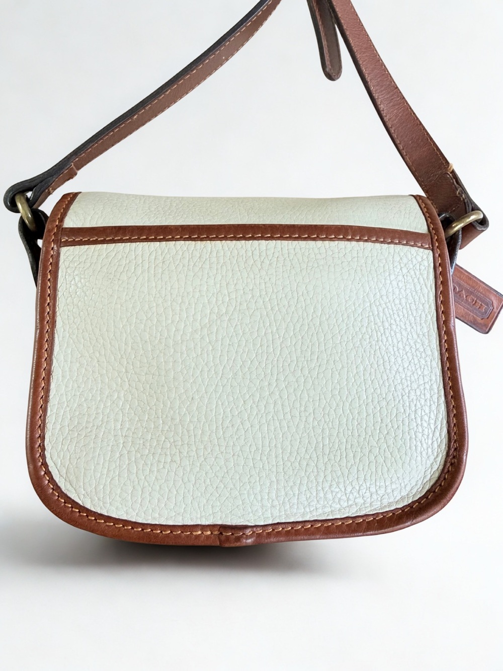 Vintage COACH Two-Tone Leather Flap Crossbody Bag - Style 311 - Picture 4 of 8